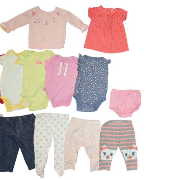 Huge Lot 16 Infant Girls Tops Onesies Pants Leggings Long Sleeve Shirt Jacket - Picture 2 of 4